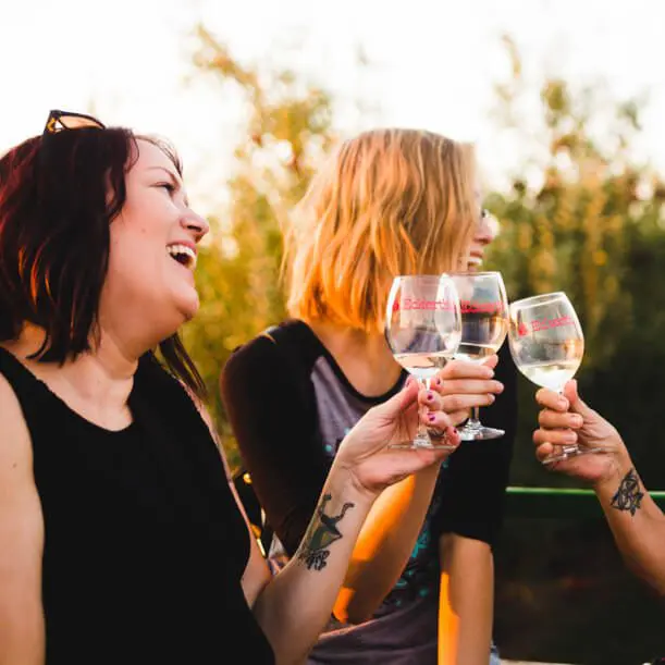 Women Toasting in the field.