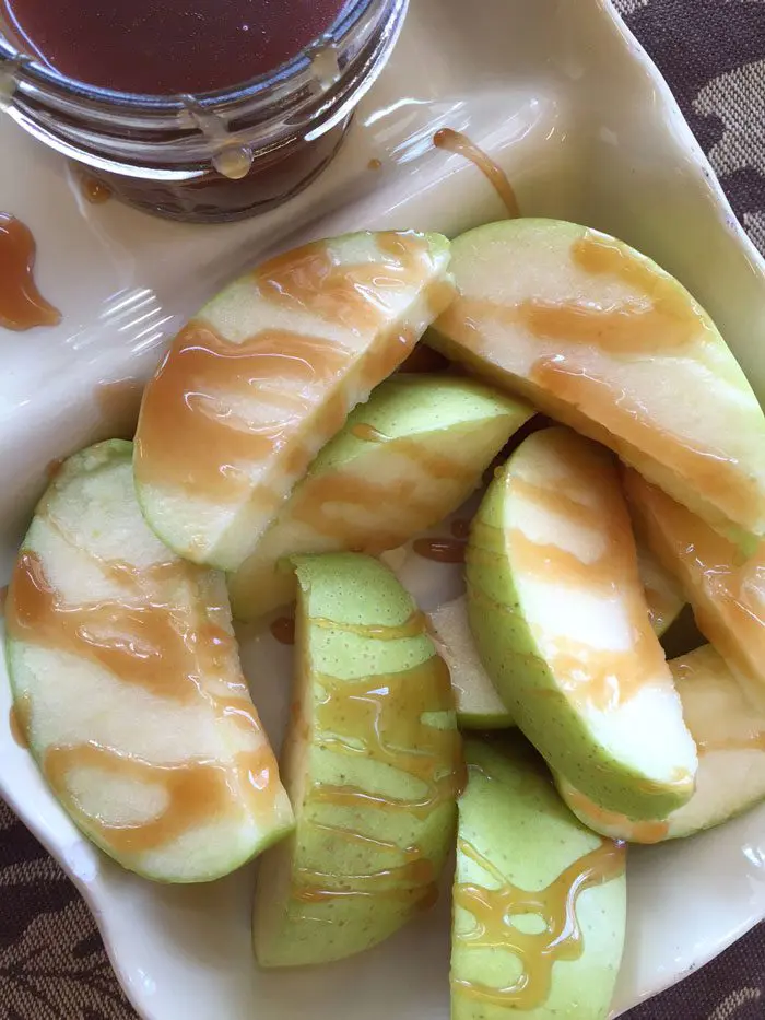 Caramel Sauce on Granny Smith Apples