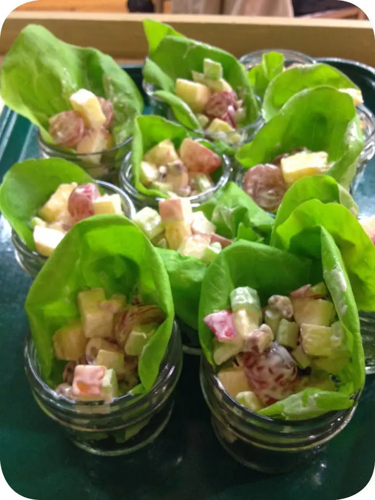 Apple Waldorf Salad in handheld jar.