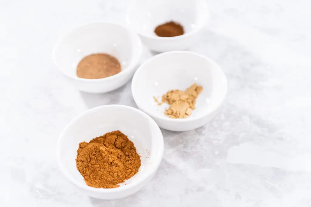 Pumpkin Pie Spices in individual bowls