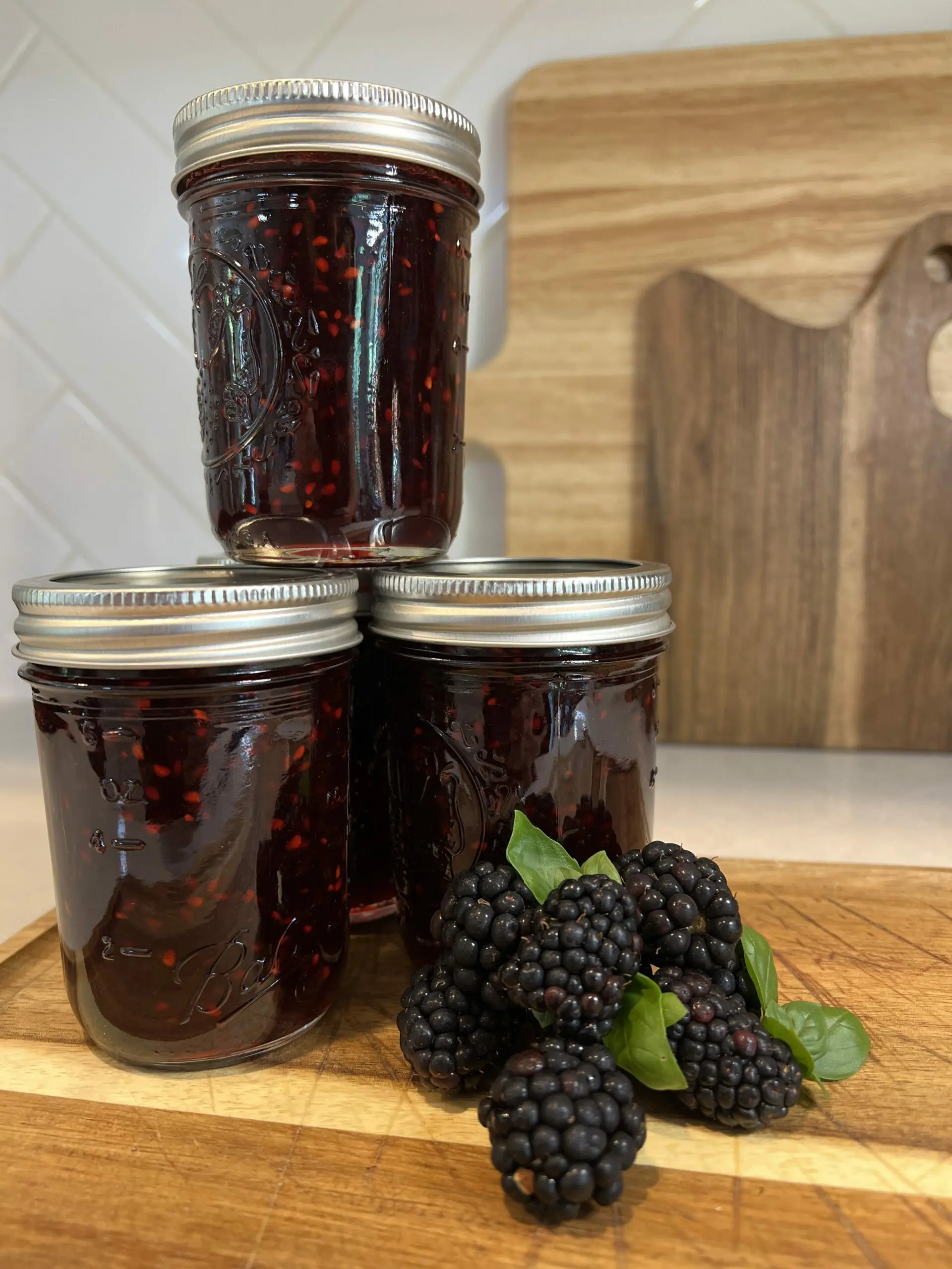 Blackberries and Blackberry Jam Jars