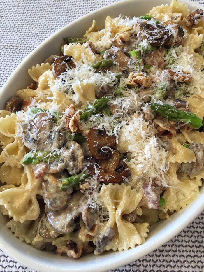 Farfalle, Asparagus, Mushrooms and Bacon